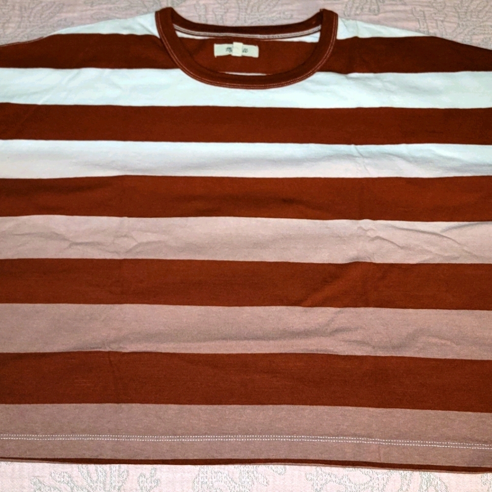DIP-DYE OVERSIZED TEE IN GROTON STRIPE IN RUST